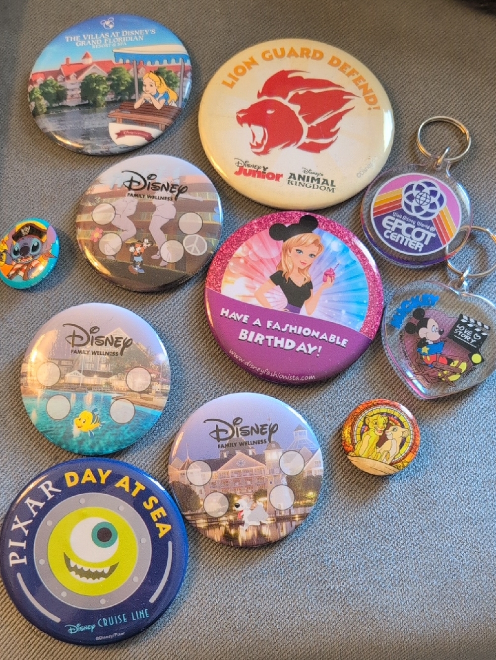 Disney Button Pin & Key Chain Lot